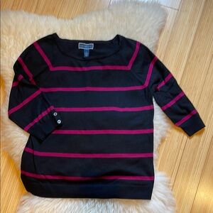 Karen Scott Black Sweater with Stripes